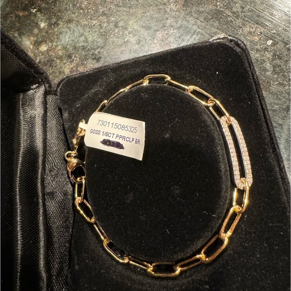 Diamond Elongated Pavé Link Paperclip Link Bracelet - Picture 5 of 7